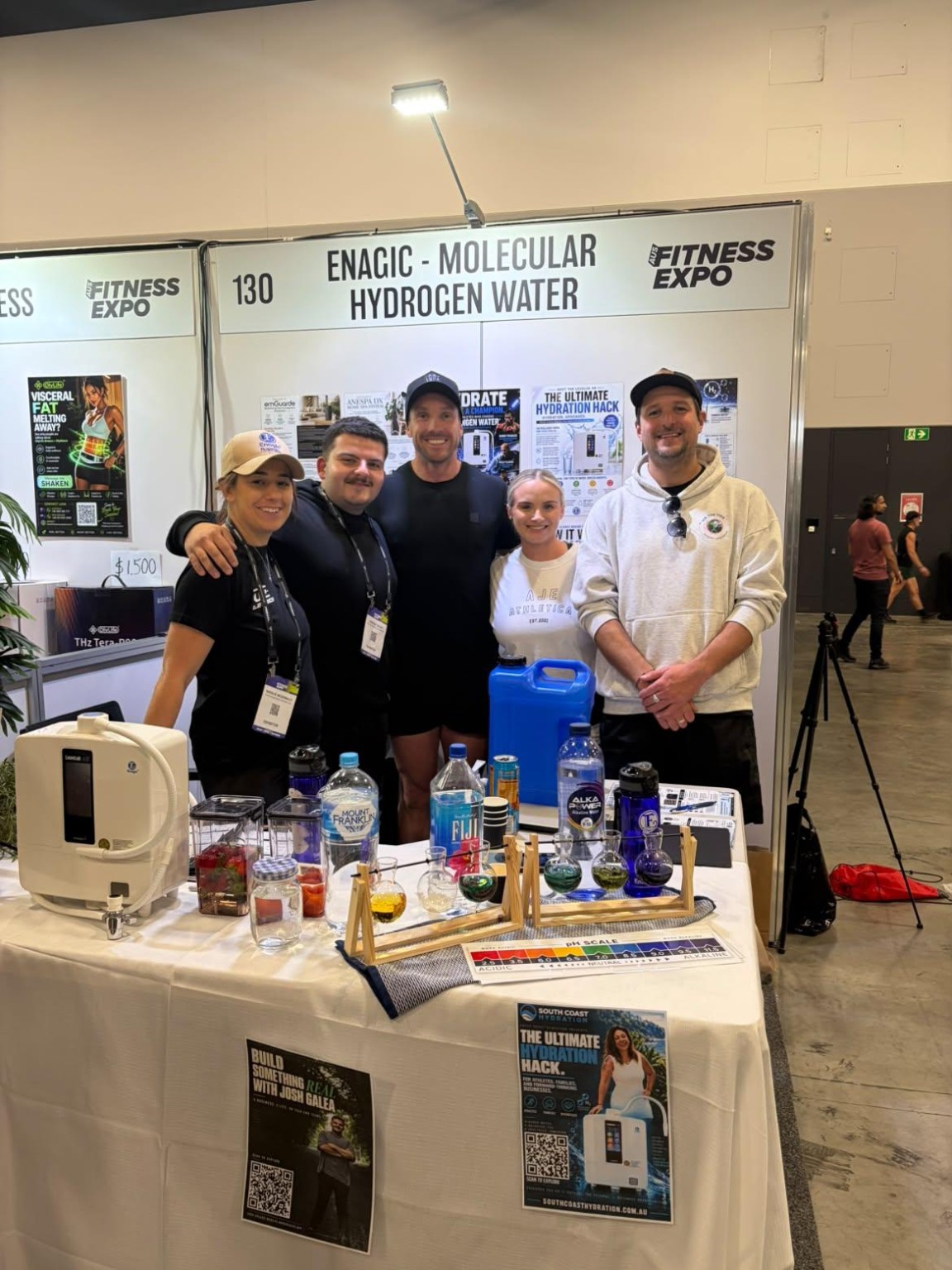 Athletes and visitors exploring Kangen Water at the Aus Fitness Expo