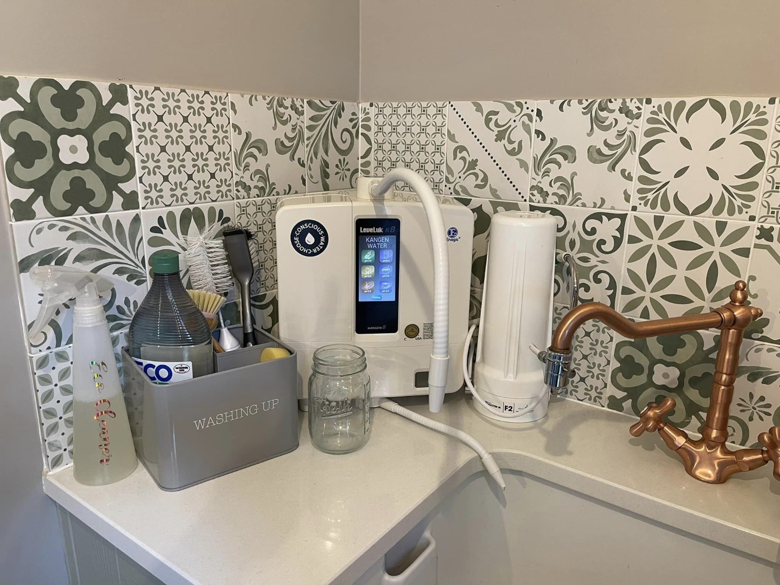 K8 with external pre-filtration installed beside a sink